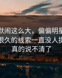 这次沉默闹这么大，偏偏明星黑料这个压了很久的线索一直没人提｜这下真的说不清了