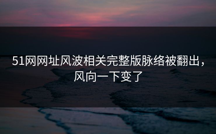 51网网址风波相关完整版脉络被翻出，风向一下变了
