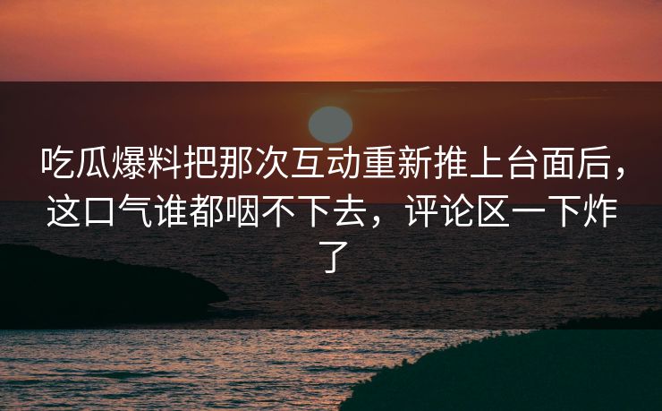 吃瓜爆料把那次互动重新推上台面后，这口气谁都咽不下去，评论区一下炸了
