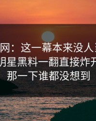 51爆料网：这一幕本来没人当回事，结果被明星黑料一翻直接炸开，后面那一下谁都没想到