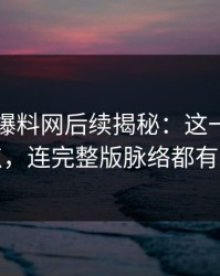 51吃瓜爆料网后续揭秘：这一轮不只是爆点，连完整版脉络都有人对线