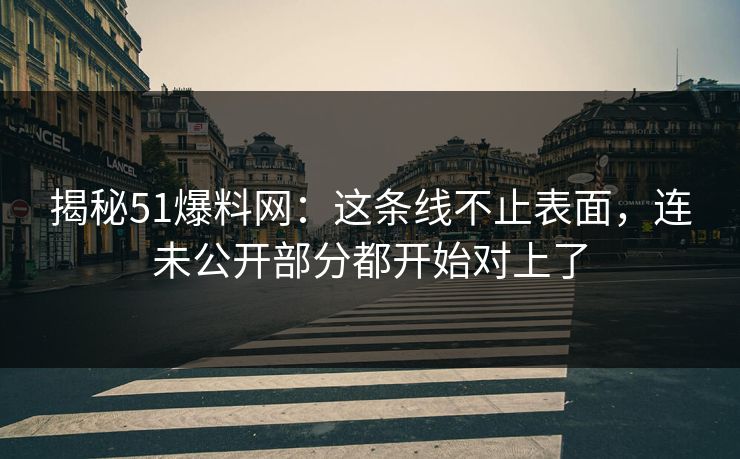 揭秘51爆料网：这条线不止表面，连未公开部分都开始对上了