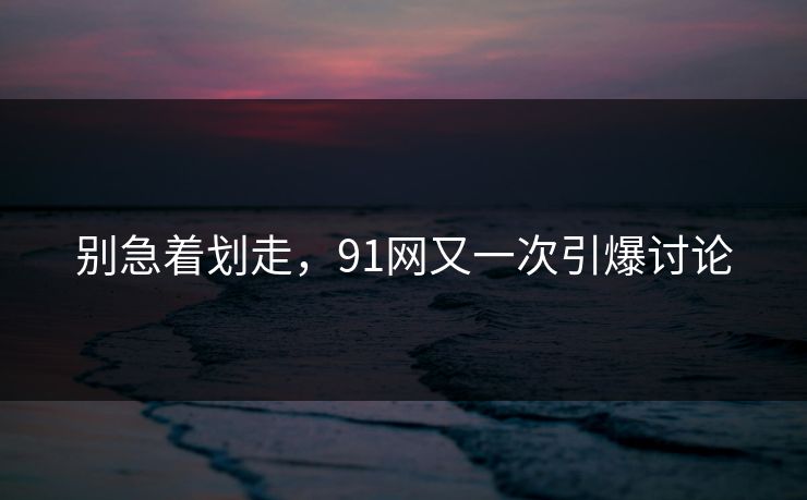 别急着划走,91网又一次引爆讨论 别急着划走,91网又一次引爆讨论